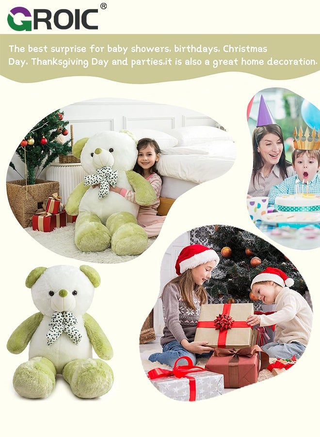GROIC Big Teddy Bear, Cute Animal Plushies for Girls, Boys and Babies, Teddy Bear Plush Toy with Polka Dot Bowtie, Ultra Soft and Cute Plush Bear Stuffed Animal Toys for Girlfriend, Giant Teddy Bear, Green - Image 3